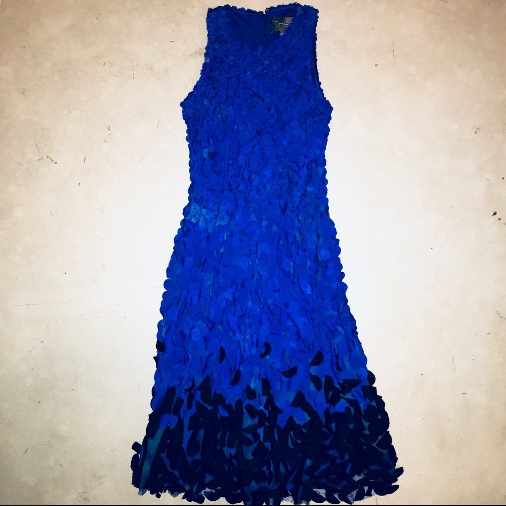 Theia 3-D electric blue flower dress size 0